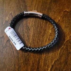New Black Braided Leather Bracelet